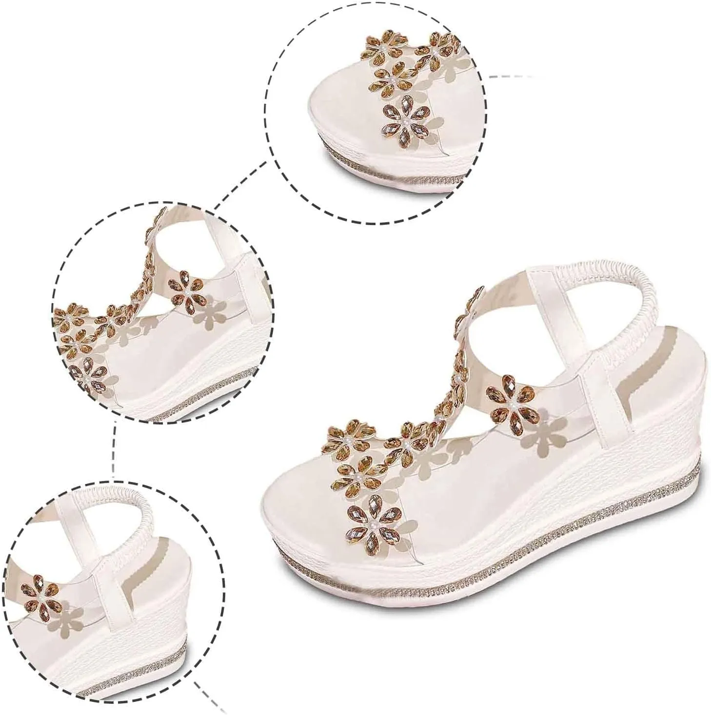 Women's Rhinestone Block Heel Sandals,2025 New Elastic Ankle Strap Sandals Open Toe Fashion Sandals (Black,9)