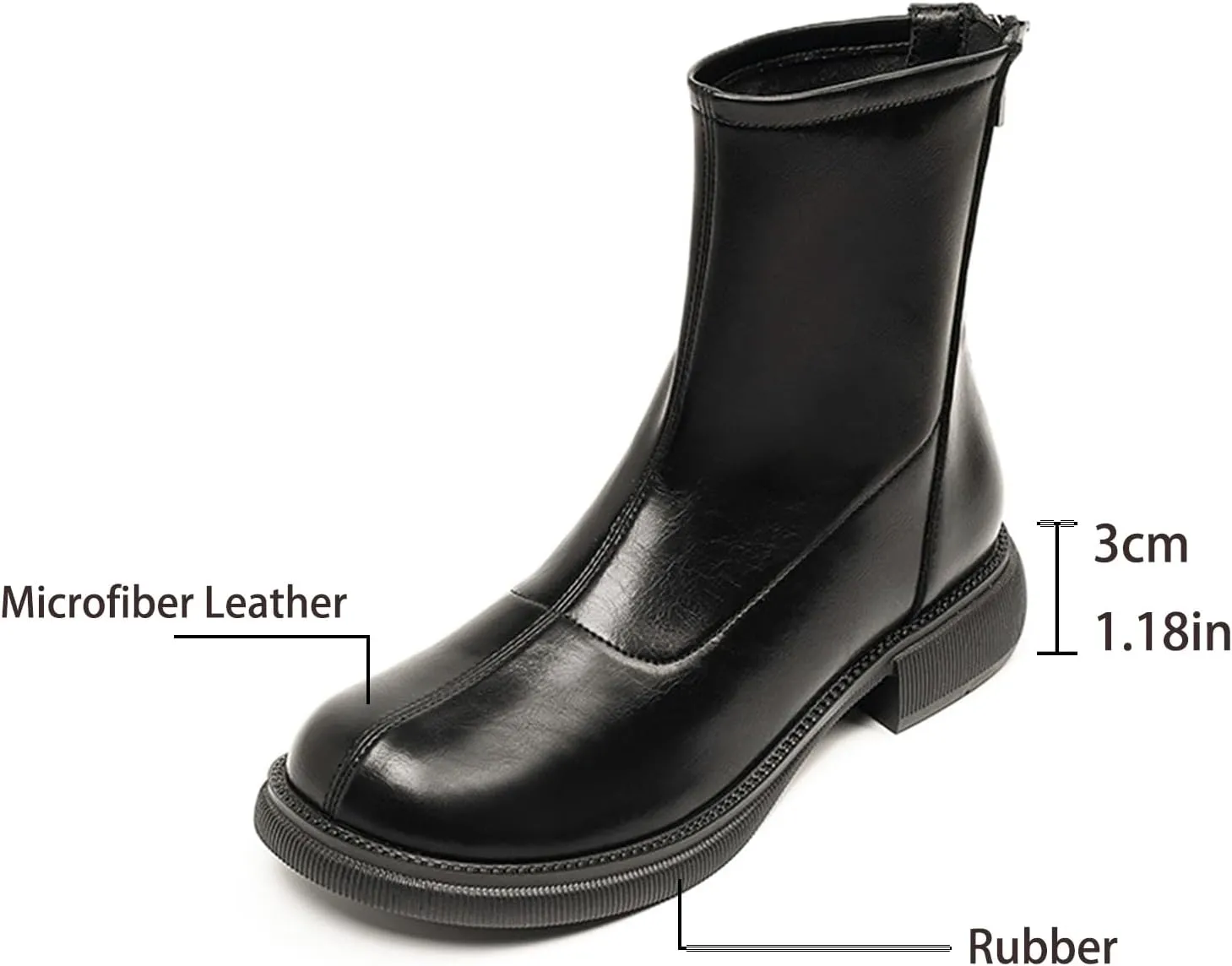 Women's Round Toe Low Chunky Heel Chelsea Boots Autumn Winter Back Zipper Block Heel Ankle Boots Fashion Waterproof Dress Booties