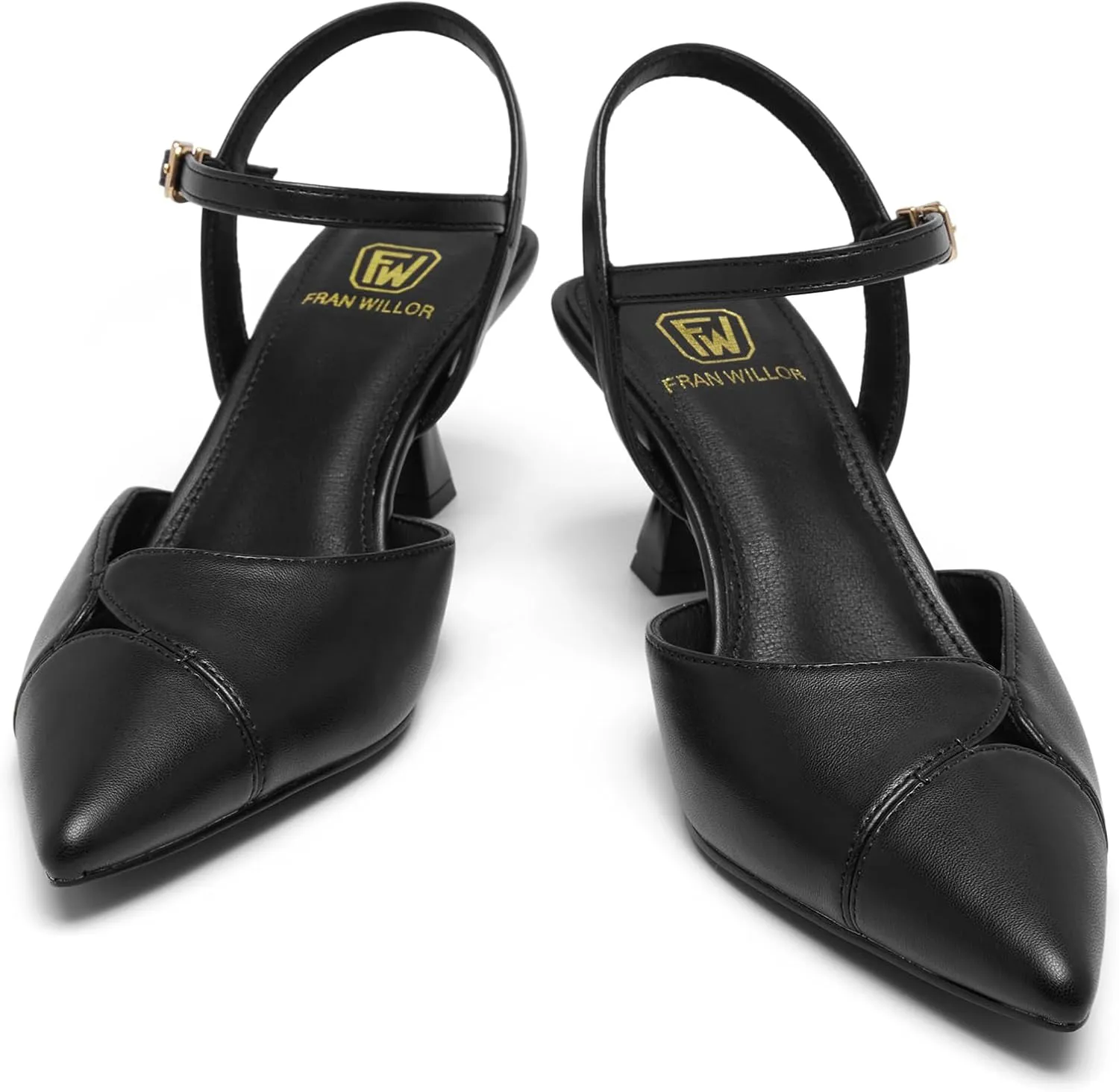 Women's Slingback Kitten Heels Closed Pointed Toe Pumps Dressy Strappy Ankle Office Low Heel Work Dress Shoes