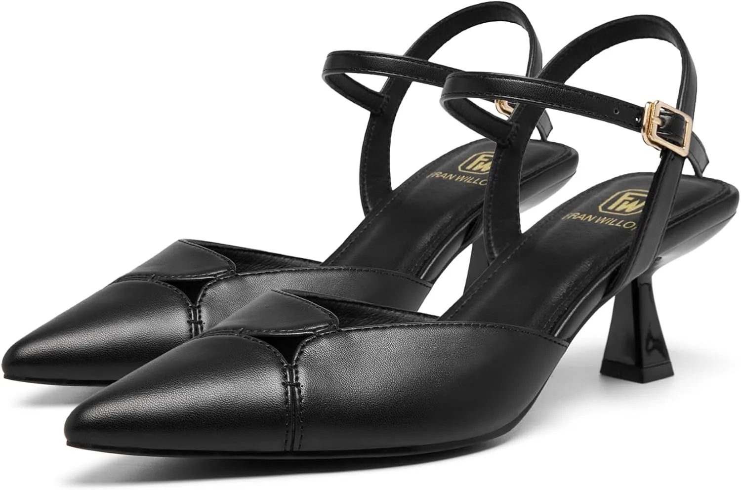 Women's Slingback Kitten Heels Closed Pointed Toe Pumps Dressy Strappy Ankle Office Low Heel Work Dress Shoes