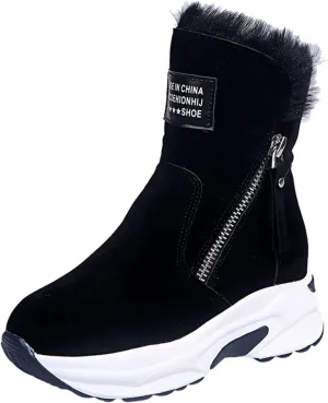 Women's Snow Boots Winter Ankle Boots Ladies Warm Fur Lined Booties Thickening Shoes Zip Flat Sneakers Outdoor Booties