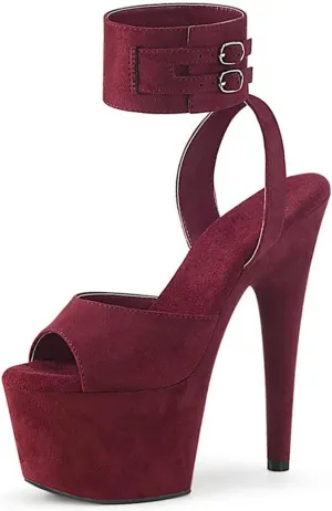 Womens Suede Sandals Platform Peep Open Toe Ankle Strap Slingback Super high Heels Sexy Nightclub Pole Dancing Stripper Club Dress Shoes 17cm,Wine red,5.5