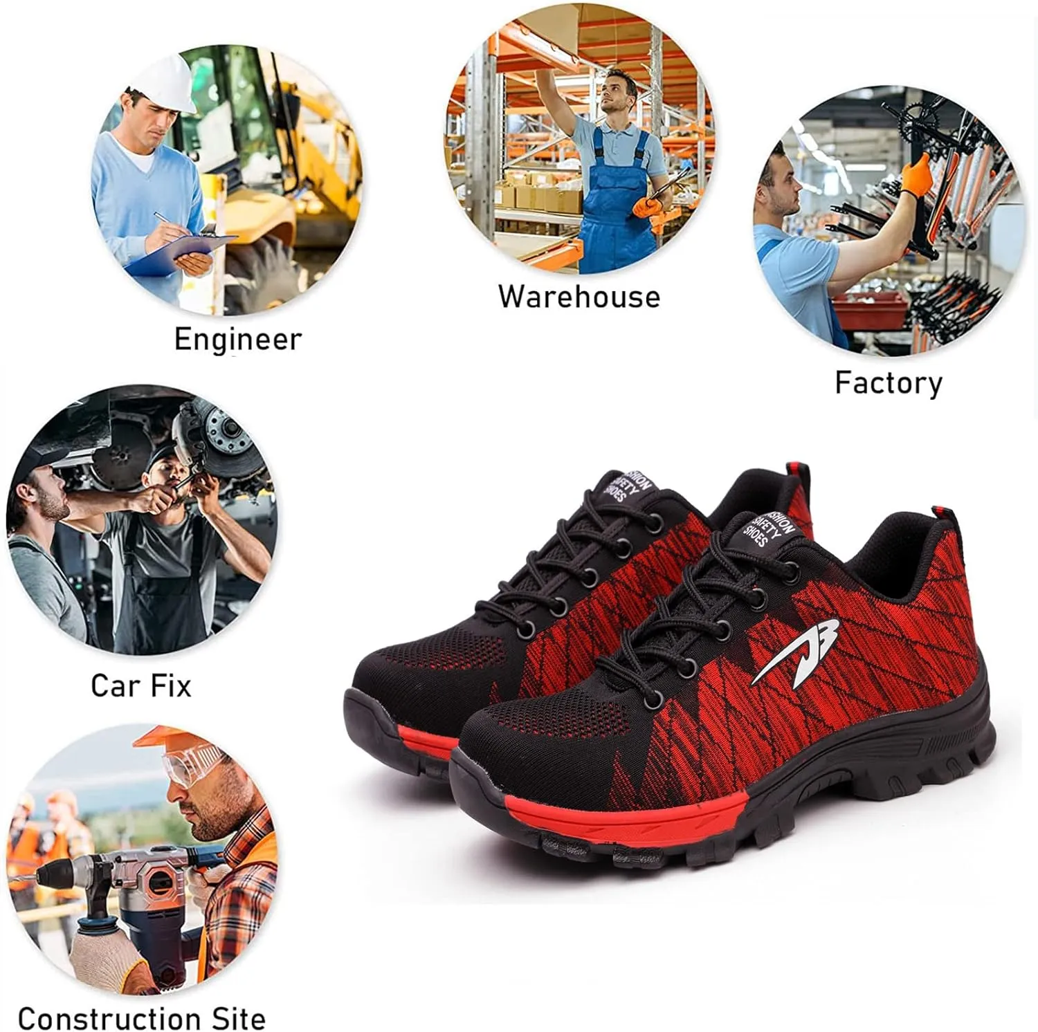 Work Safety Shoes for Men Womens,Lightweight Safety Shoes Slip Resistant Work Sneaker Breathable Puncture Proof Shoes