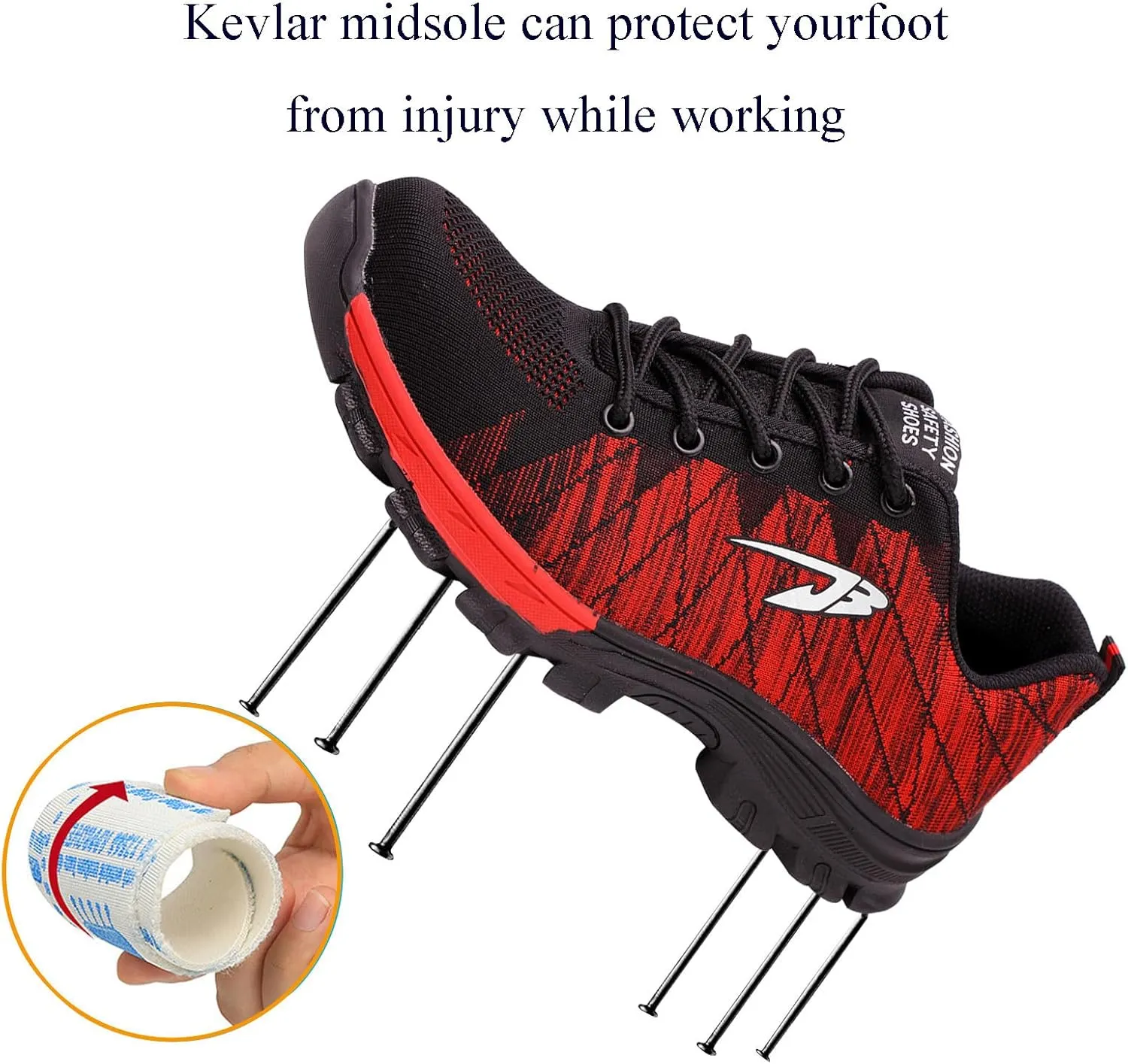 Work Safety Shoes for Men Womens,Lightweight Safety Shoes Slip Resistant Work Sneaker Breathable Puncture Proof Shoes