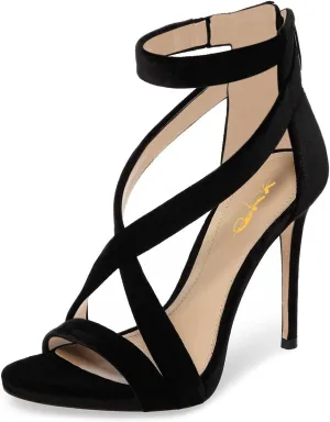 XYD Womens Criss Cross Ankle Strap Sandals Open Toe Stilettos High Heels Back Zipper Bridal Wedding Party Shoes