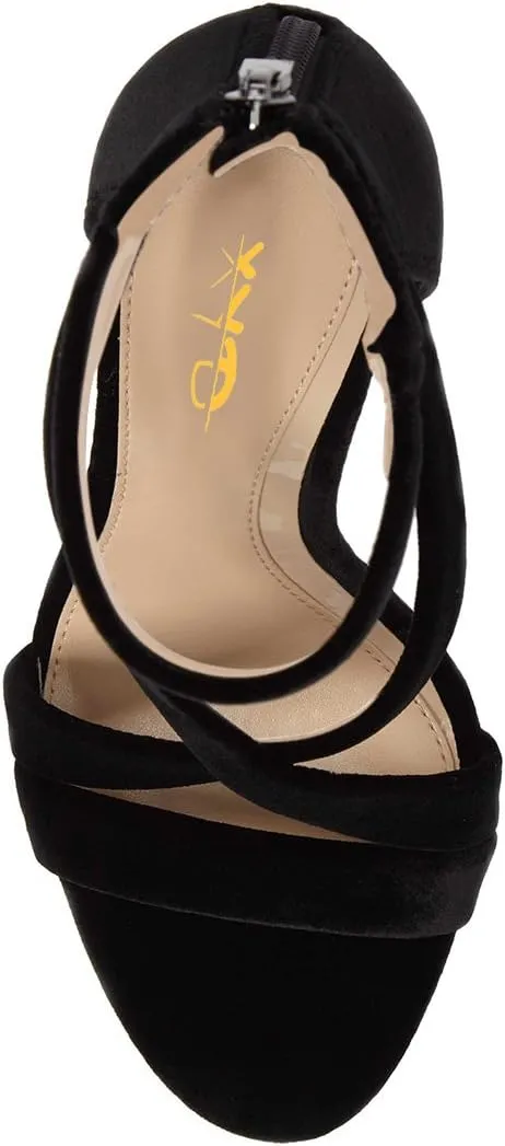 XYD Womens Criss Cross Ankle Strap Sandals Open Toe Stilettos High Heels Back Zipper Bridal Wedding Party Shoes