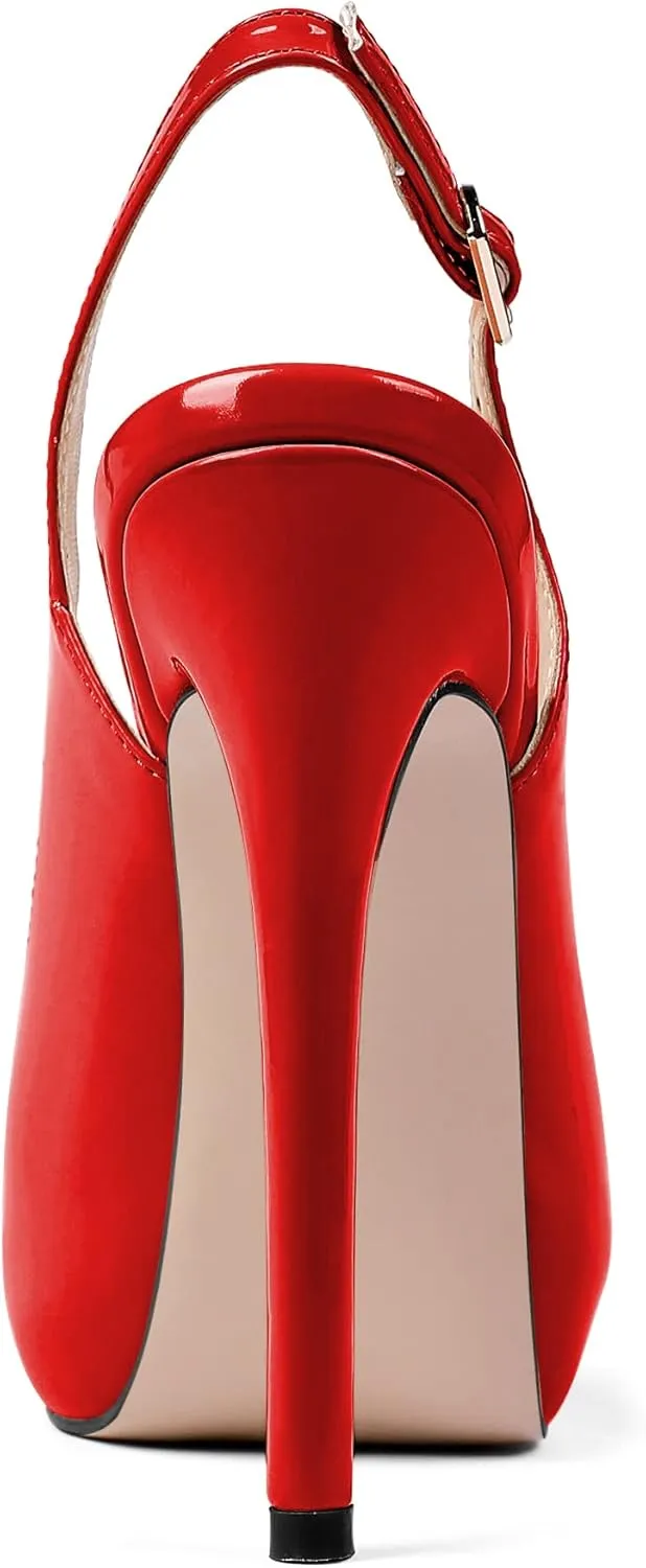 YODEKS Women's Peep Toe High Heel Slingback Pumps Platform Party Dress Shoes