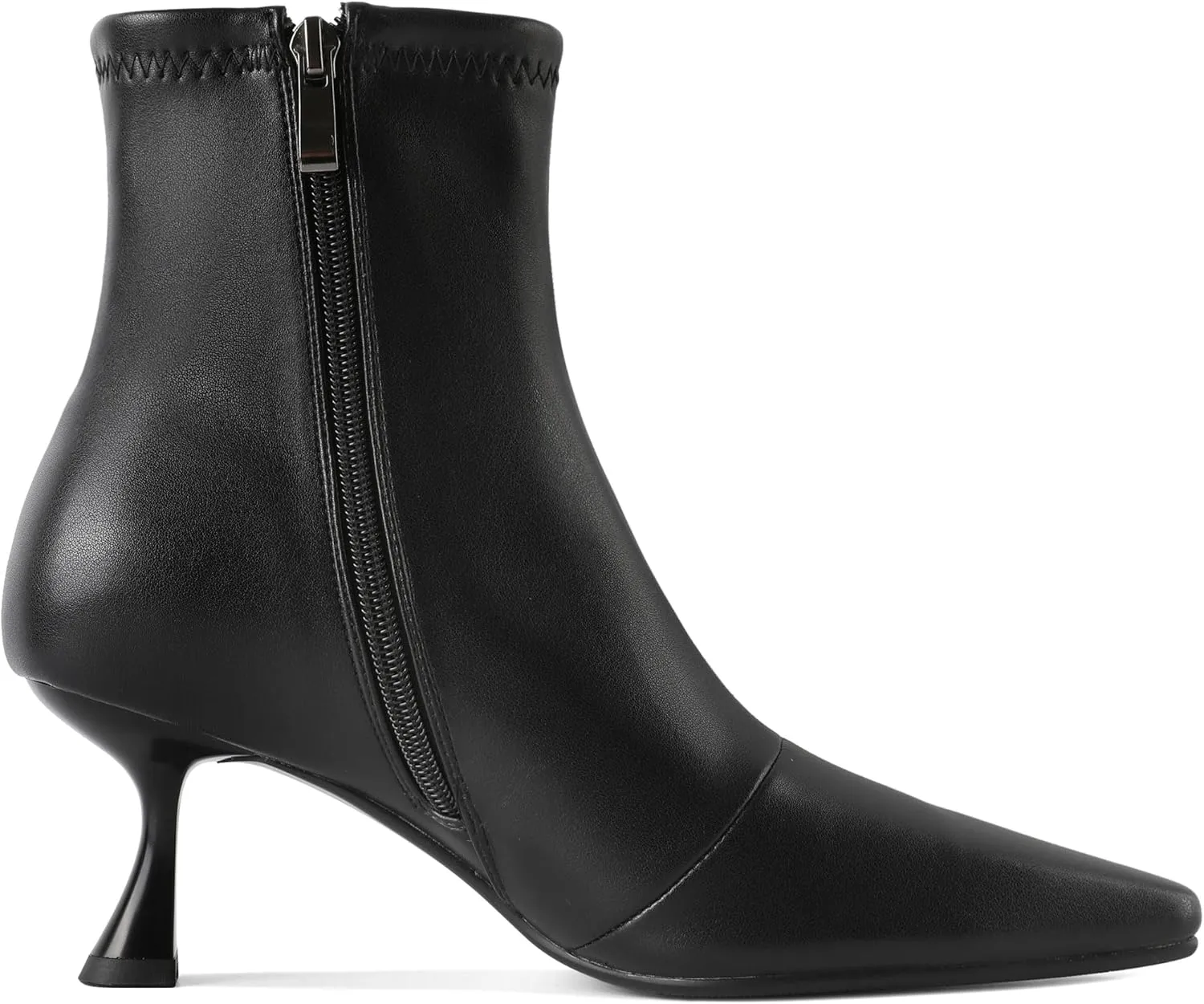 Zamikoo Ankle Boots for Women Low Heel Square Pointed Toe Stretch Kitten Heels Short Booties Side Zipper 2.5 Inches