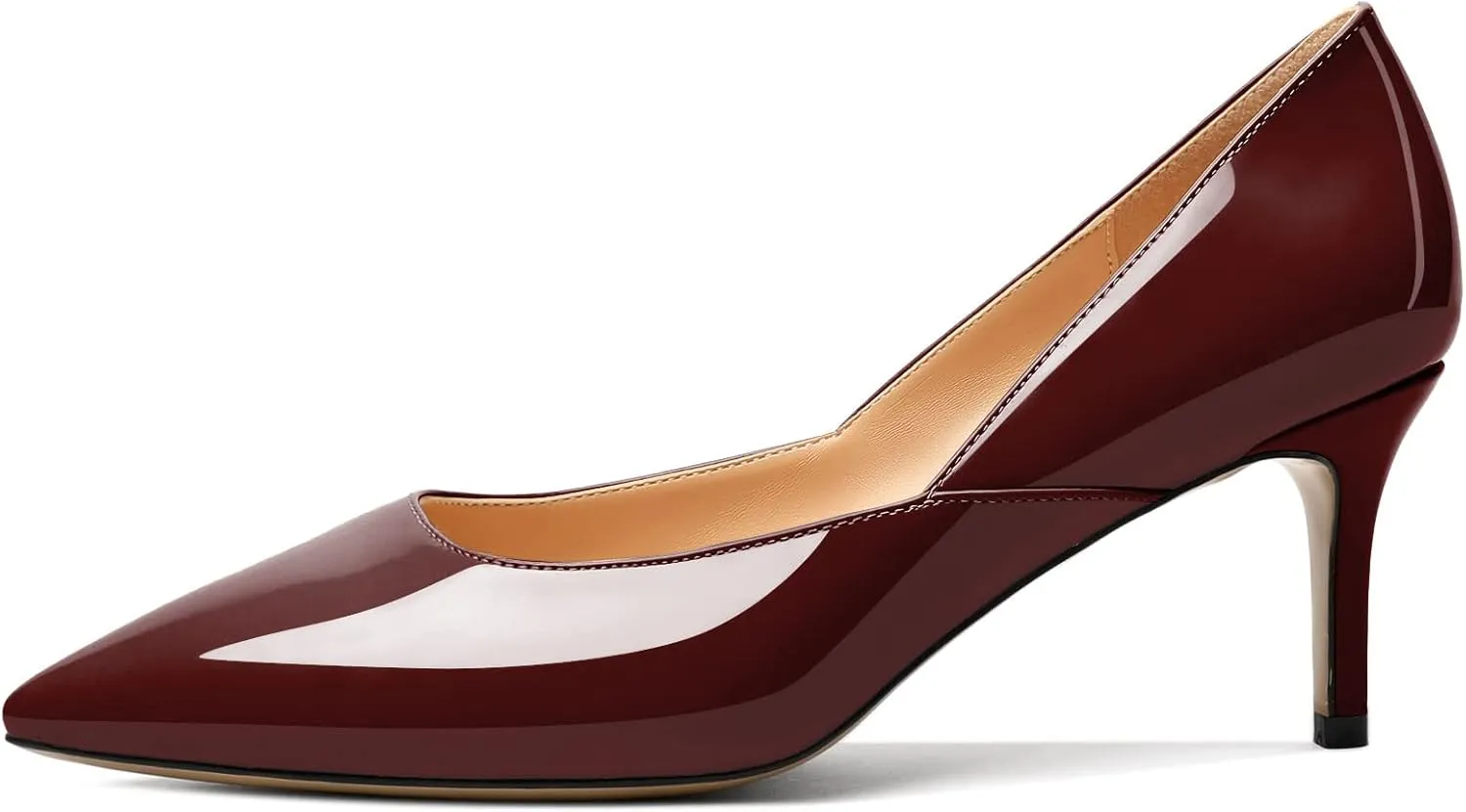 Zamikoo Low Kitten Heel Pumps for Women, Pointed Toe Slip on Heel Pumps, D'Orsay Heels Dress Shoes for Ladies Office Wedding Party 2.5 Inches