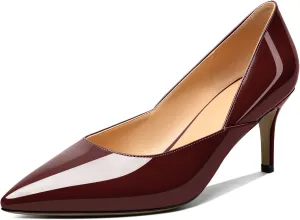 Zamikoo Low Kitten Heel Pumps for Women, Pointed Toe Slip on Heel Pumps, D'Orsay Heels Dress Shoes for Ladies Office Wedding Party 2.5 Inches