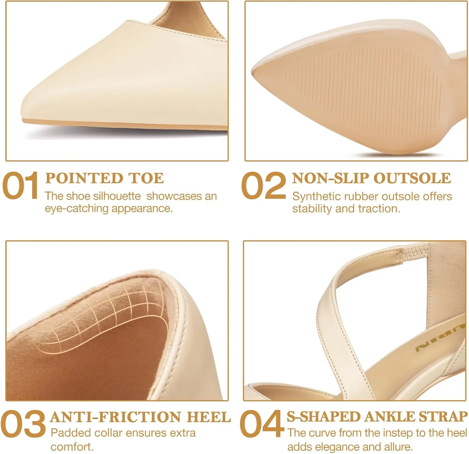 ZURIN Women's Pointed Toe Stiletto Heels for Women Comfortable Closed Toe Heel Dress Pumps Shoes for Work Office Wedding Dancing 3 inch