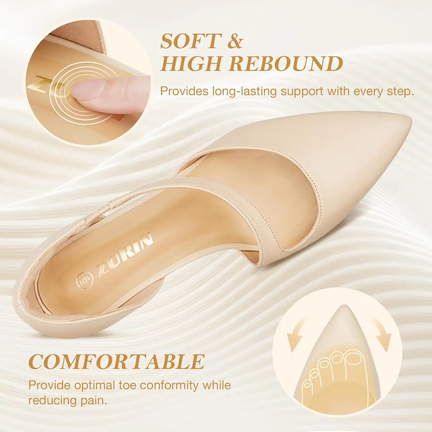 ZURIN Women's Pointed Toe Stiletto Heels for Women Comfortable Closed Toe Heel Dress Pumps Shoes for Work Office Wedding Dancing 3 inch