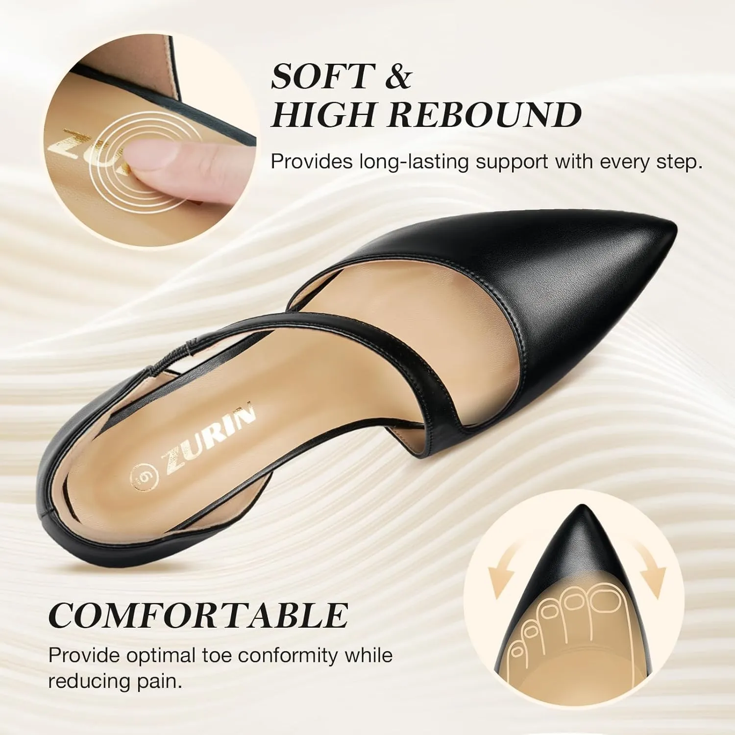 ZURIN Women's Pointed Toe Stiletto Heels for Women Comfortable Closed Toe Heel Dress Pumps Shoes for Work Office Wedding Dancing 3 inch