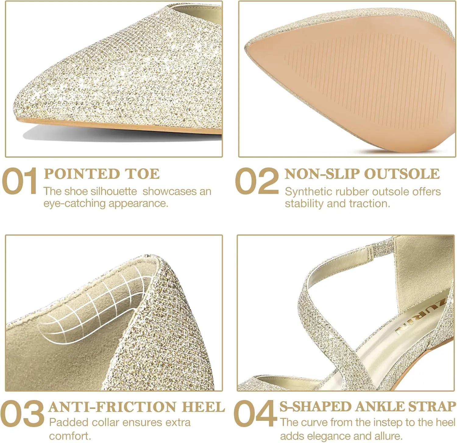 ZURIN Women's Pointed Toe Stiletto Heels for Women Comfortable Closed Toe Heel Dress Pumps Shoes for Work Office Wedding Dancing 3 inch
