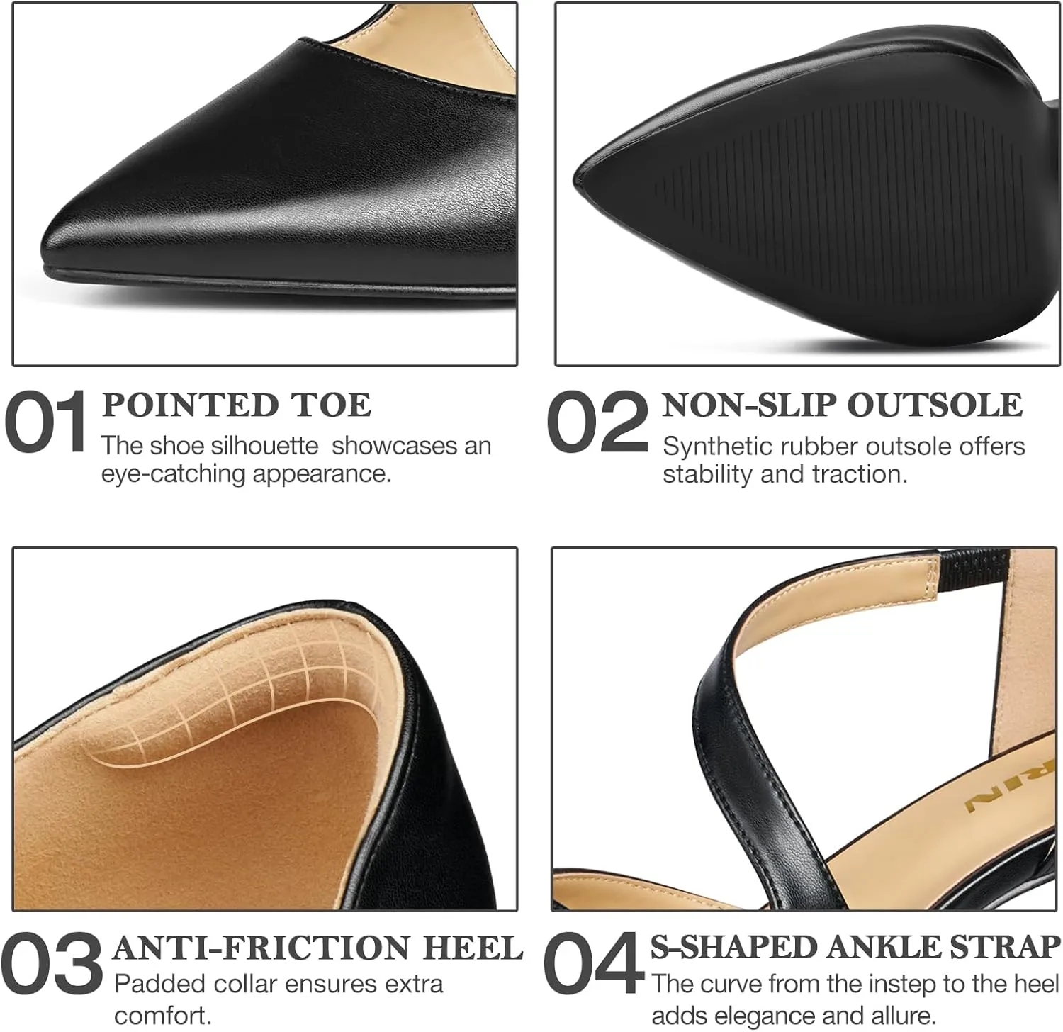 ZURIN Women's Pointed Toe Stiletto Heels for Women Comfortable Closed Toe Heel Dress Pumps Shoes for Work Office Wedding Dancing 3 inch