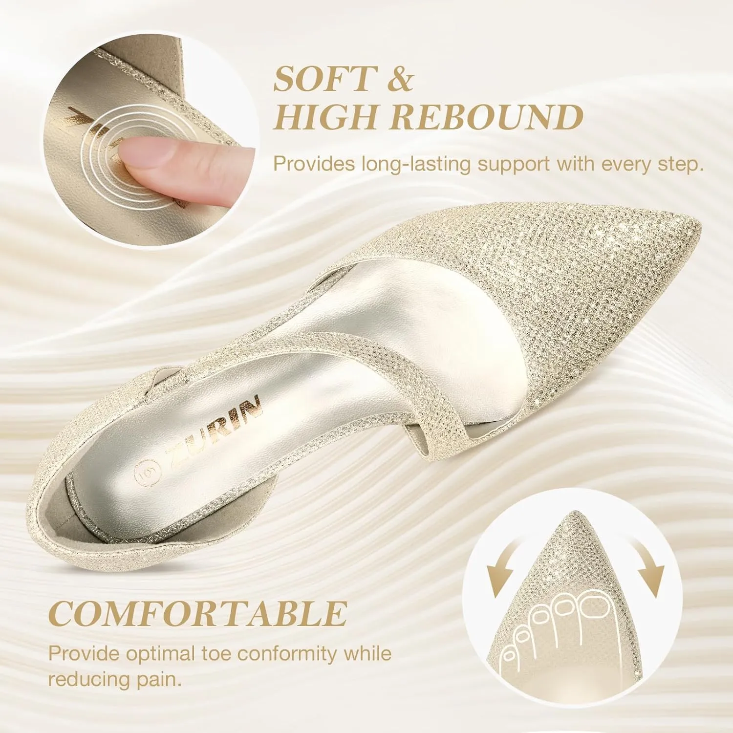 ZURIN Women's Pointed Toe Stiletto Heels for Women Comfortable Closed Toe Heel Dress Pumps Shoes for Work Office Wedding Dancing 3 inch